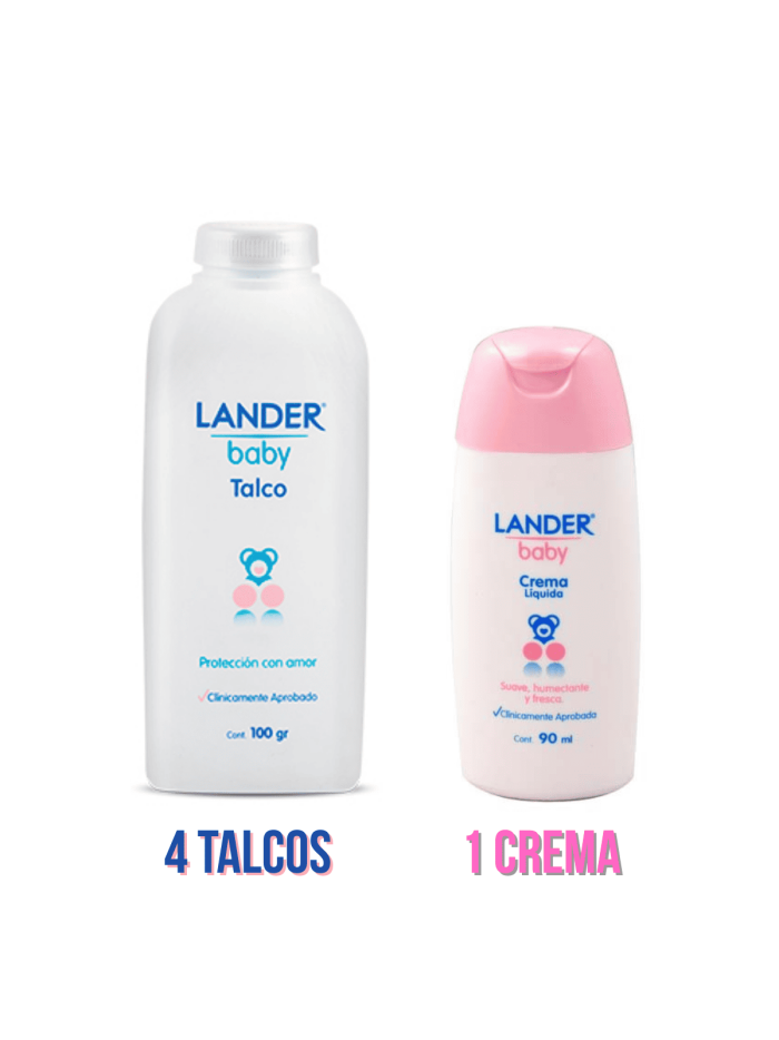 Pack 4 Talcos Bebe Lander x 100 Grts Crema 90 ml